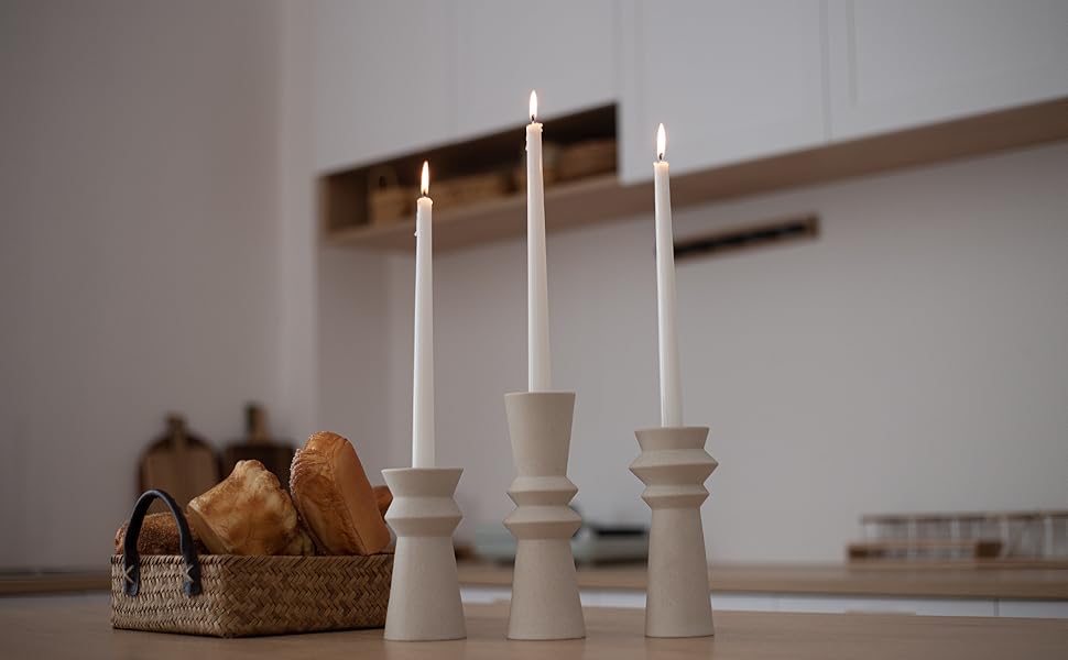 Set of 3 Minimalist Ceramic Candle Holders