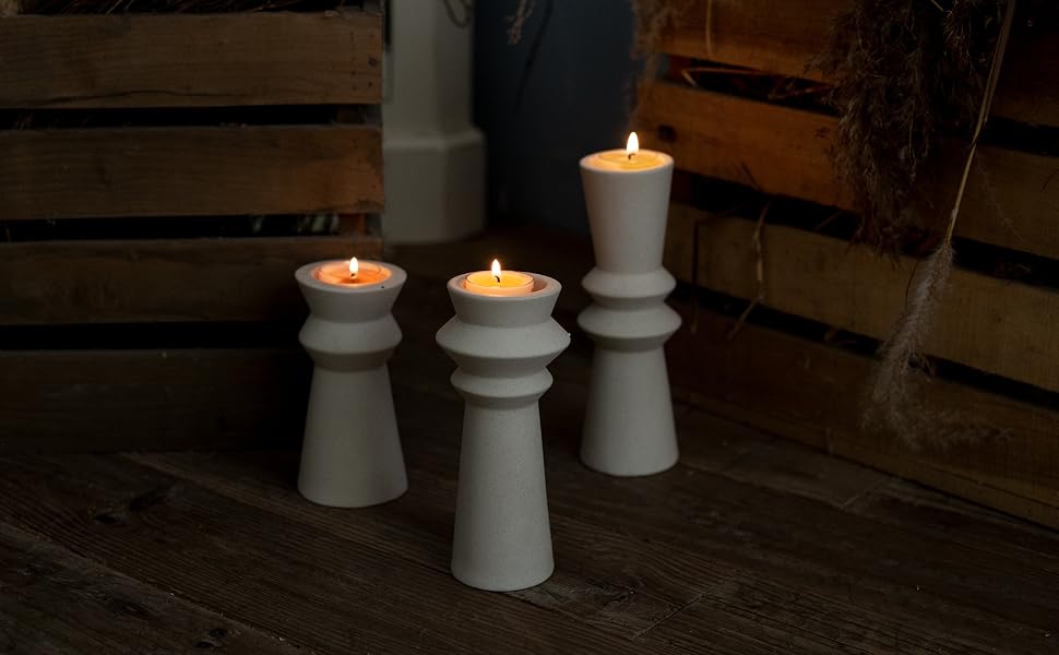 Set of 3 Minimalist Ceramic Candle Holders